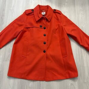 Worthington Womens Coat Orange Trench Coat Belted Button Front Lined Size 3X NWT